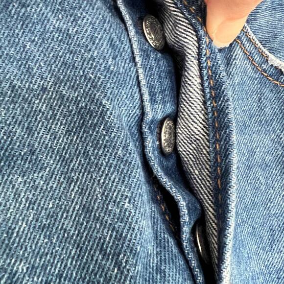 Levis Premium Wedgie Straight Jeans Women's 26 Button Fly Blue Wash Distressed - Picture 10 of 13